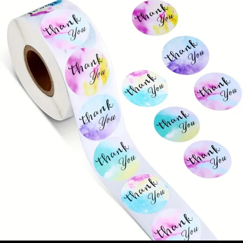 100 tie dye thank you stickers